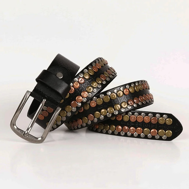 mens casual punk goth round rivets belts black brown natural leather studded belt women designer waistband pin buckle strapon
mens casual punk goth round rivets belts black brown natural leather studded belt women designer waistband pin buckle strapon