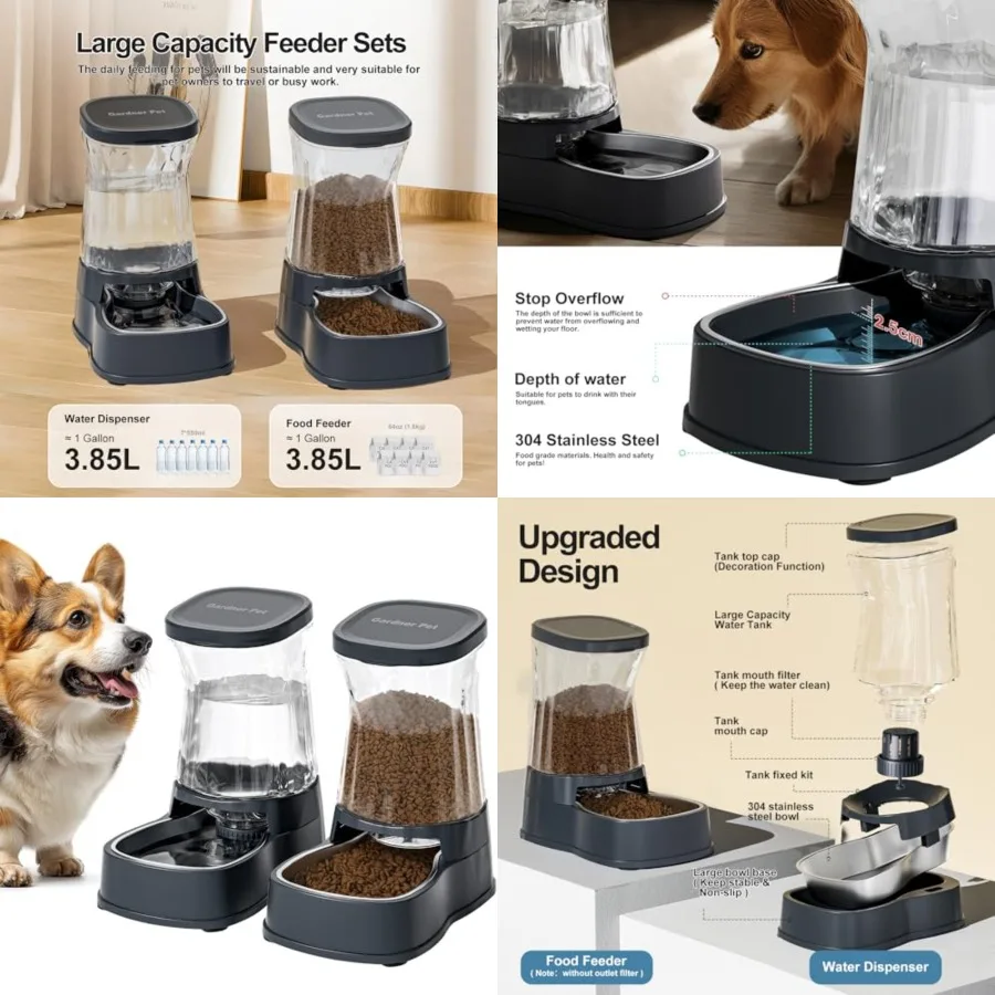 Automatic Dog Water Dispenser Gravity Stainless Steel Waterer and Food Feeder Set, 00% BPA Free Large Capacity Feeding Bowls fo
Automatic Dog Water Dispenser Gravity Stainless Steel Waterer and Food Feeder Set, 00% BPA Free Large Capacity Feeding Bowls fo