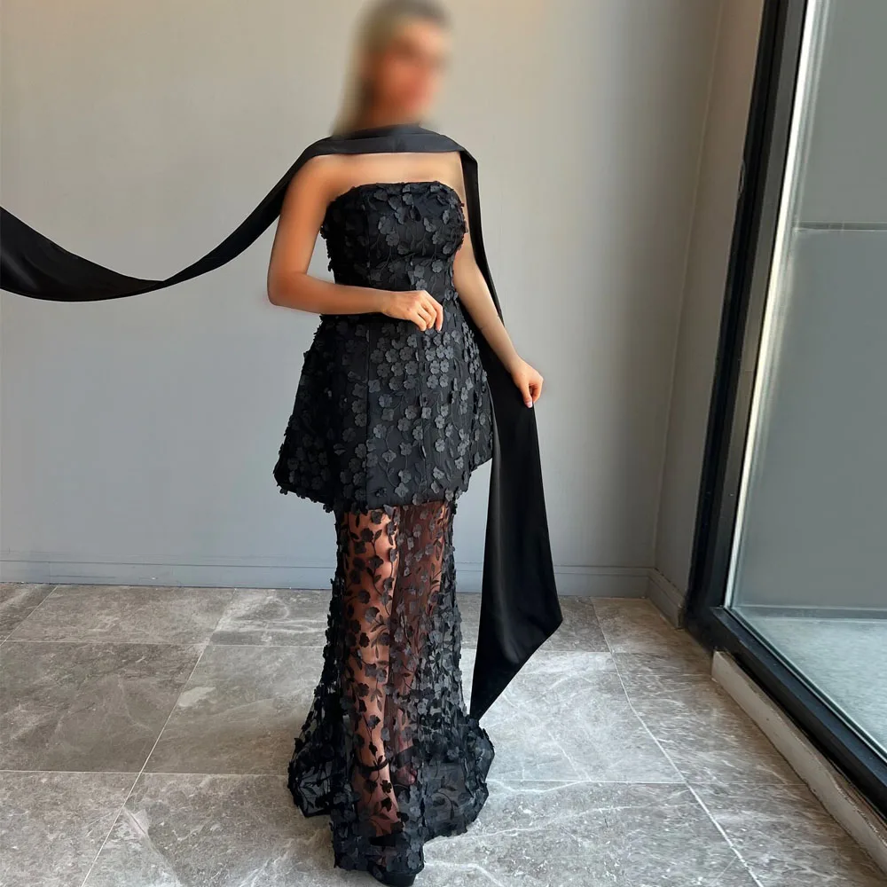 Вечернее платье из кружева с цветочным принтом по индивидуальному заказу и шарфом, платье с баской без бретелек, прозрачная нижняя часть, платья для особых случаев
Вечернее платье из кружева с цветочным принтом по индивидуальному заказу и шарфом, платье с баской без бретелек, прозрачная нижняя часть, платья для особых случаев