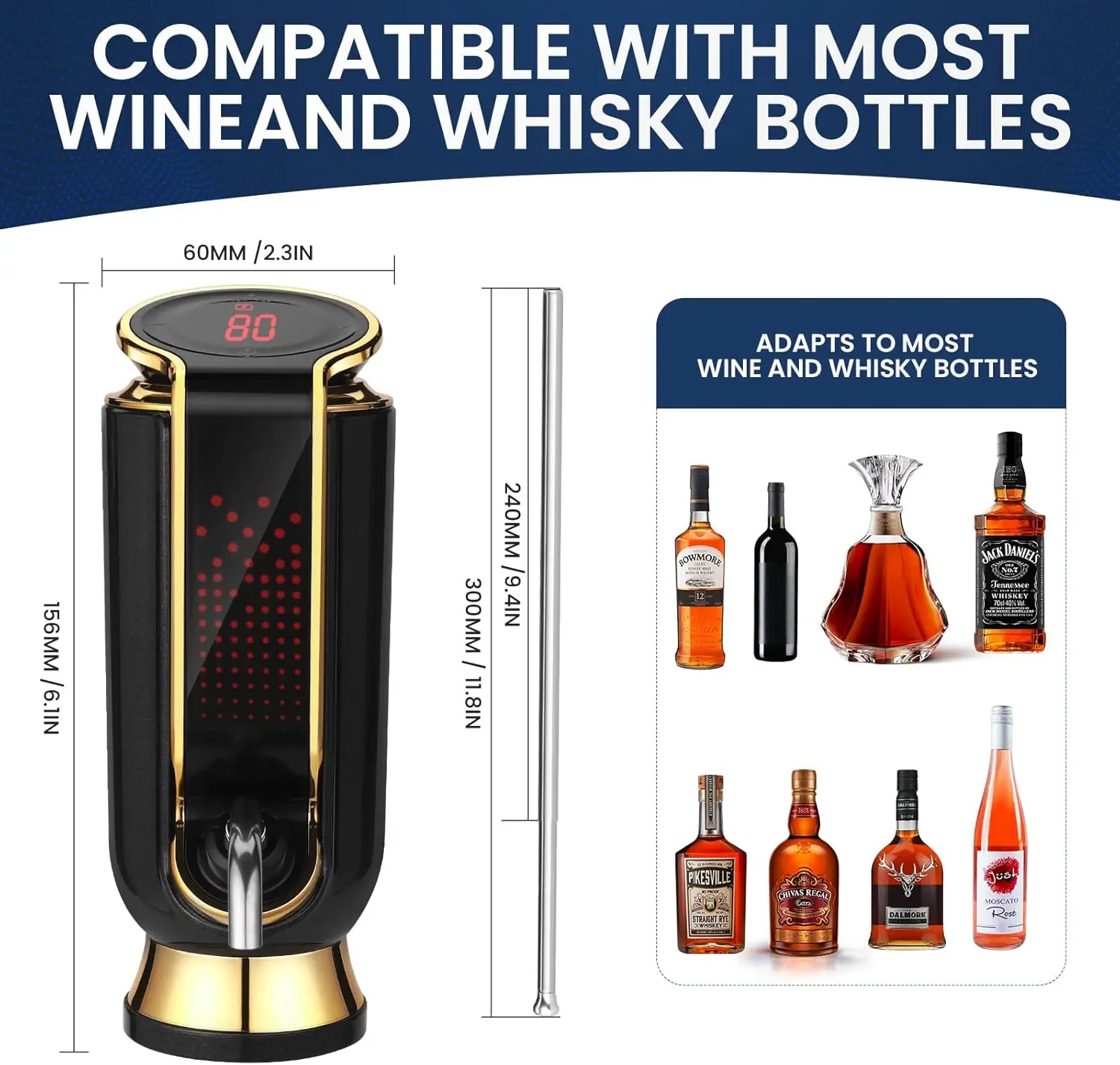 Luxurious 4-in-1 Electric Wine Aerator, Decanter, Dispenser & Vacuum Saver with LED Display - Wine Pourer Gift for Women and Win
Luxurious 4-in-1 Electric Wine Aerator, Decanter, Dispenser & Vacuum Saver with LED Display - Wine Pourer Gift for Women and Win