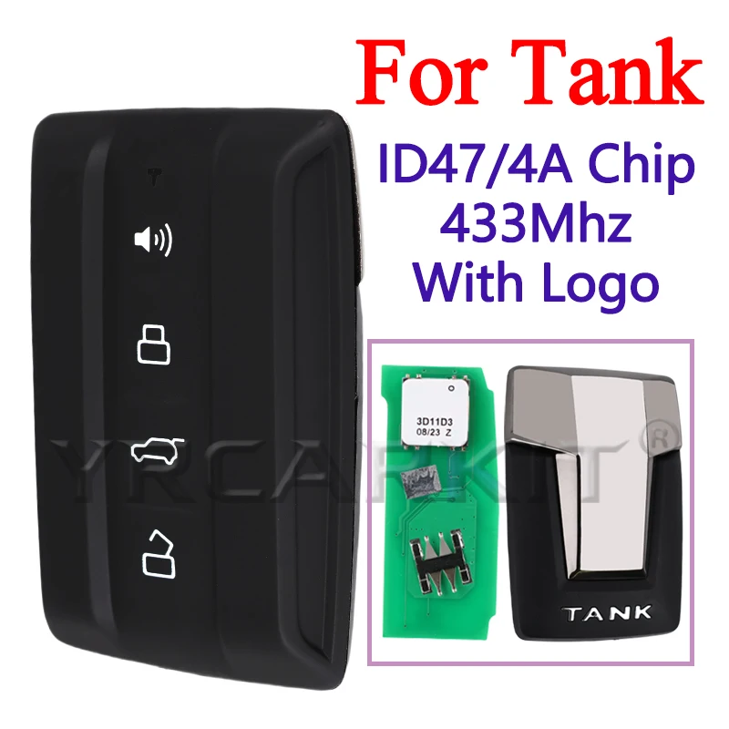 OEM For Great Wall GWM TANK 300 Car Smart Remote Key With Logo 4A/ID47 Chip 4 Buttons Fob Intelligent Car Key Replacement
OEM For Great Wall GWM TANK 300 Car Smart Remote Key With Logo 4A/ID47 Chip 4 Buttons Fob Intelligent Car Key Replacement
