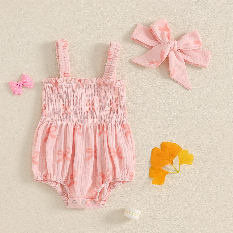Newborn Infant Baby Girls Romper Cotton Sleeveless Bow Print Jumpsuit With Headband 2pcs Toddler Girl Summer Clothing
Newborn Infant Baby Girls Romper Cotton Sleeveless Bow Print Jumpsuit With Headband 2pcs Toddler Girl Summer Clothing
