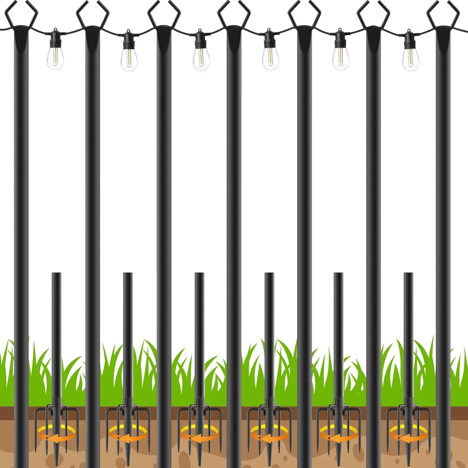 7-Pack 10 FT Metal String Light Poles with Fork, Rustproof Heavy Duty for Outdoor Garden, Patio, Wedding
7-Pack 10 FT Metal String Light Poles with Fork, Rustproof Heavy Duty for Outdoor Garden, Patio, Wedding