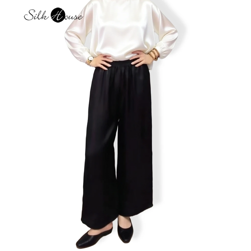2026 Women's Fashion Spring Clothing 100% Natural Mulberry Silk Gambiered Guangdong Gauze Black Elastic Waist Straight-leg Pants
2026 Women's Fashion Spring Clothing 100% Natural Mulberry Silk Gambiered Guangdong Gauze Black Elastic Waist Straight-leg Pants