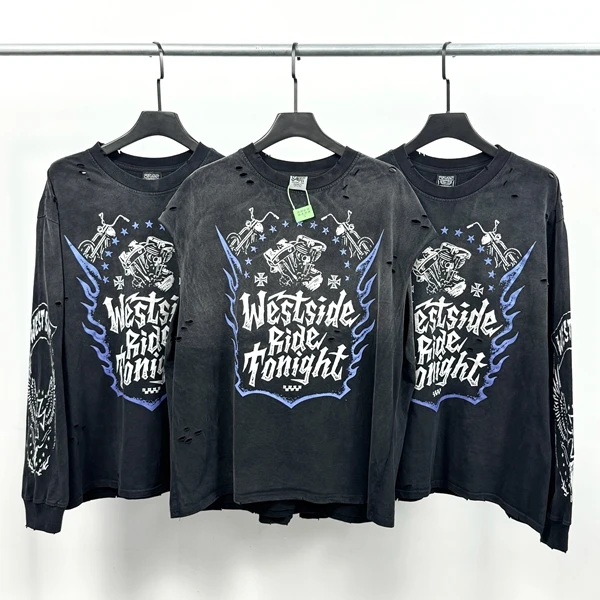 Винтажная футболка West Coast Adient с длинным рукавом, плотная, с эффектом потертости, в мотоциклетном стиле, свободного кроя, с круглым вырезом, из хлопка
Винтажная футболка West Coast Adient с длинным рукавом, плотная, с эффектом потертости, в мотоциклетном стиле, свободного кроя, с круглым вырезом, из хлопка