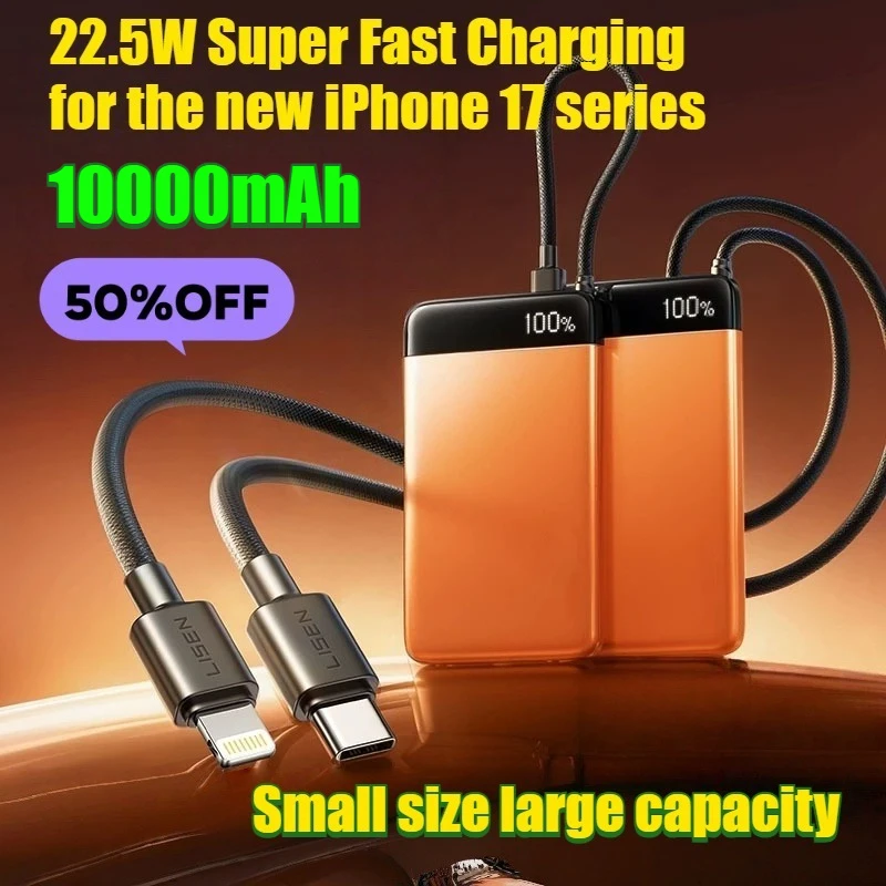 22.5W 10000mAh 3C Certified Ultra-thin Metal Power Bank with Built-in Cable, Portable Charger for All Series of Smartphones
22.5W 10000mAh 3C Certified Ultra-thin Metal Power Bank with Built-in Cable, Portable Charger for All Series of Smartphones