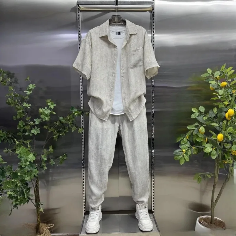 2025 Summer New Fashion Men's Casual Trendy Solid Color Loose 2 Piece Sets Short Sleeve Turn-down Collar Shirts Trousers Male
2025 Summer New Fashion Men's Casual Trendy Solid Color Loose 2 Piece Sets Short Sleeve Turn-down Collar Shirts Trousers Male
