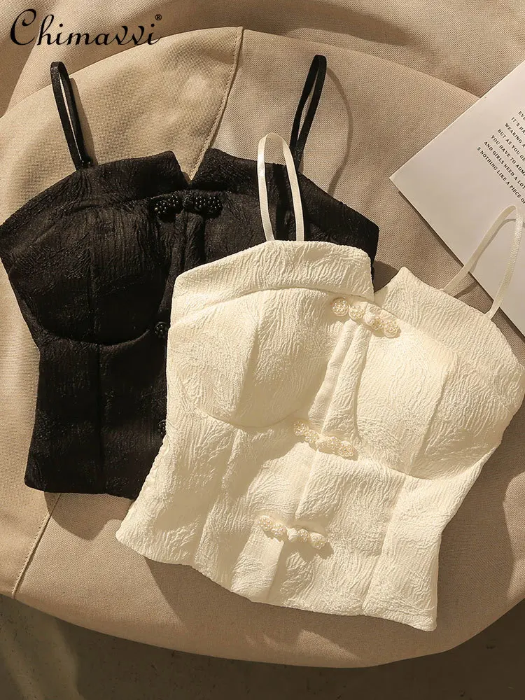 New 2022 Summer Sexy with Bread Pad Buckle Solid Color Sling Female Fashion Slim-Fit Short Pullover Top for Ladies
New 2022 Summer Sexy with Bread Pad Buckle Solid Color Sling Female Fashion Slim-Fit Short Pullover Top for Ladies