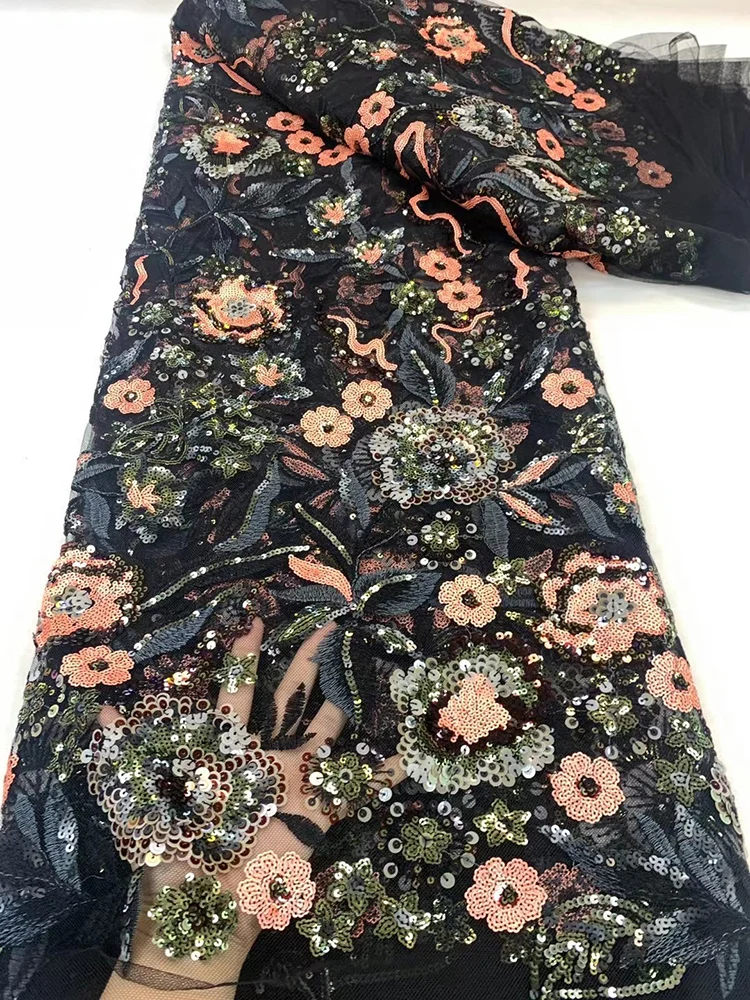 Fashion African Mesh Lace 2024 High Quality Nigerian 3D Sequins Tulle Black Embroidery Lace Fabric for Wedding Bridal Dress Sew
Fashion African Mesh Lace 2024 High Quality Nigerian 3D Sequins Tulle Black Embroidery Lace Fabric for Wedding Bridal Dress Sew