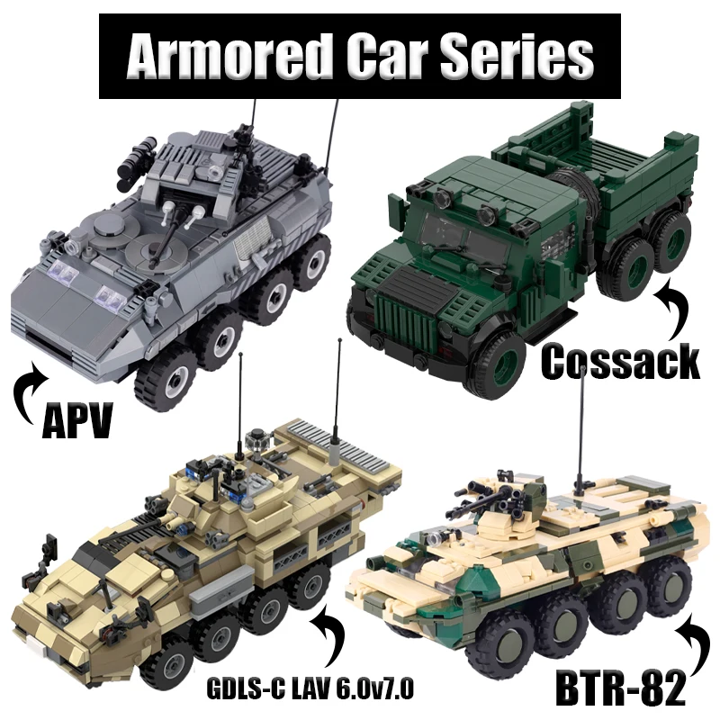Military Army Soldier Vehicles Building Blocks BTR-82 APV Armored Car Truck Artillery Modern Tank Models Carrier Bricks Kids Toy
Military Army Soldier Vehicles Building Blocks BTR-82 APV Armored Car Truck Artillery Modern Tank Models Carrier Bricks Kids Toy