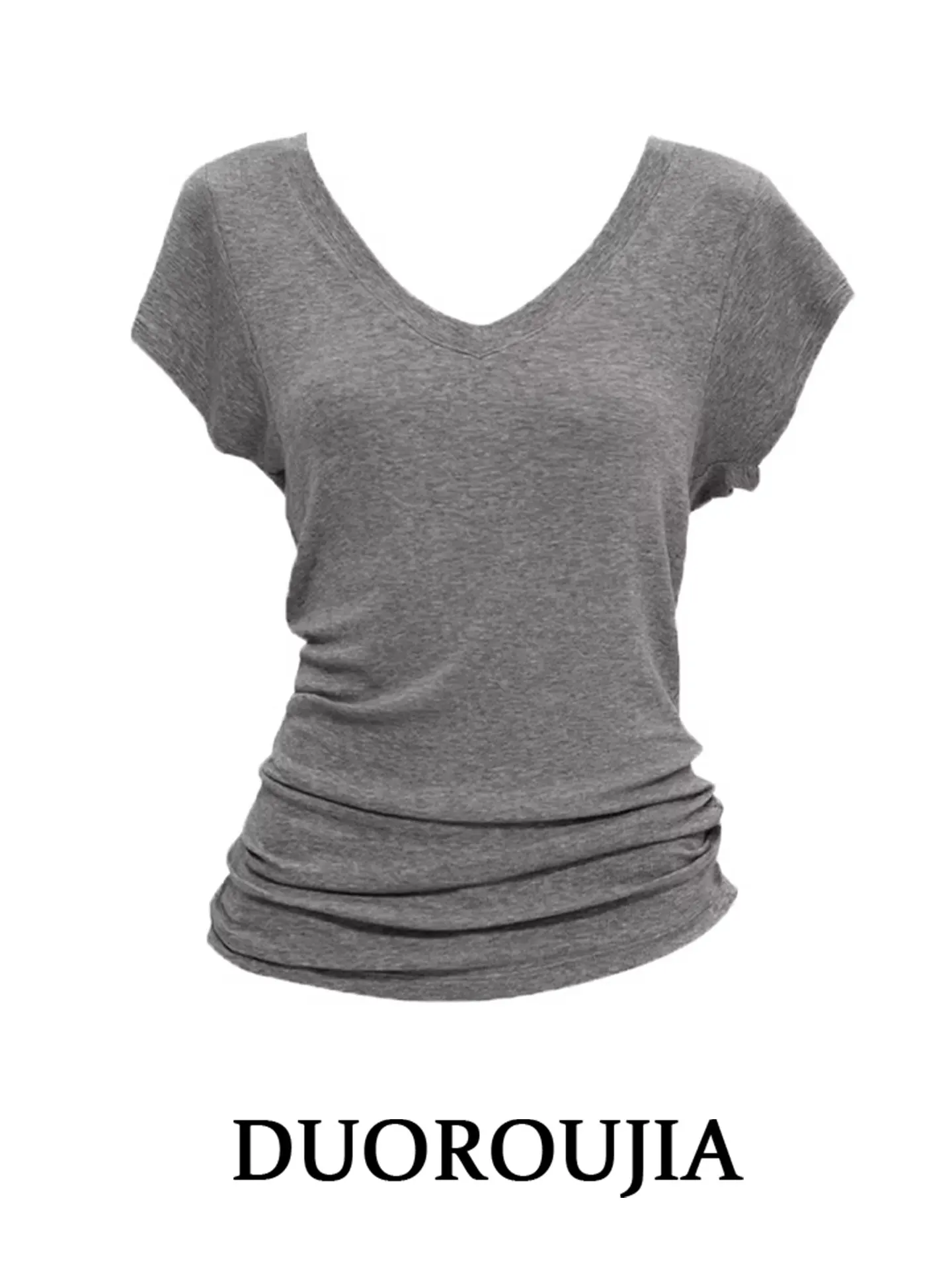 Slim Fit Short Sleeve T-Shirt Women's Summer plus Size Waist Cinched Casual Style V-Neck Basic Color Top for Younger Women
Slim Fit Short Sleeve T-Shirt Women's Summer plus Size Waist Cinched Casual Style V-Neck Basic Color Top for Younger Women