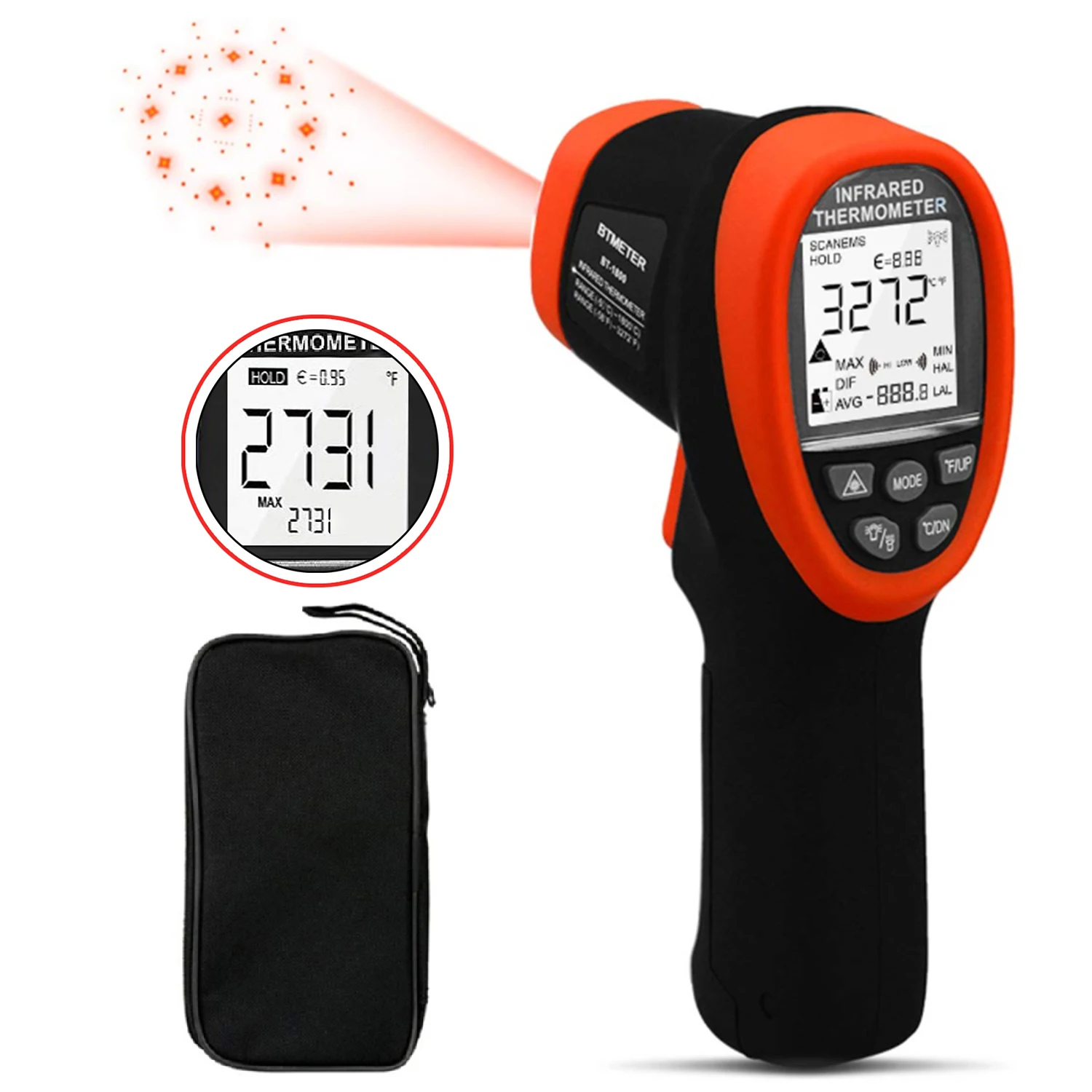 1500 Infrared Thermometer -50~1500°C 30:1 Laser Adjustable Emissivity MAX/MIN/AVG/DIF Backlight
1500 Infrared Thermometer -50~1500°C 30:1 Laser Adjustable Emissivity MAX/MIN/AVG/DIF Backlight