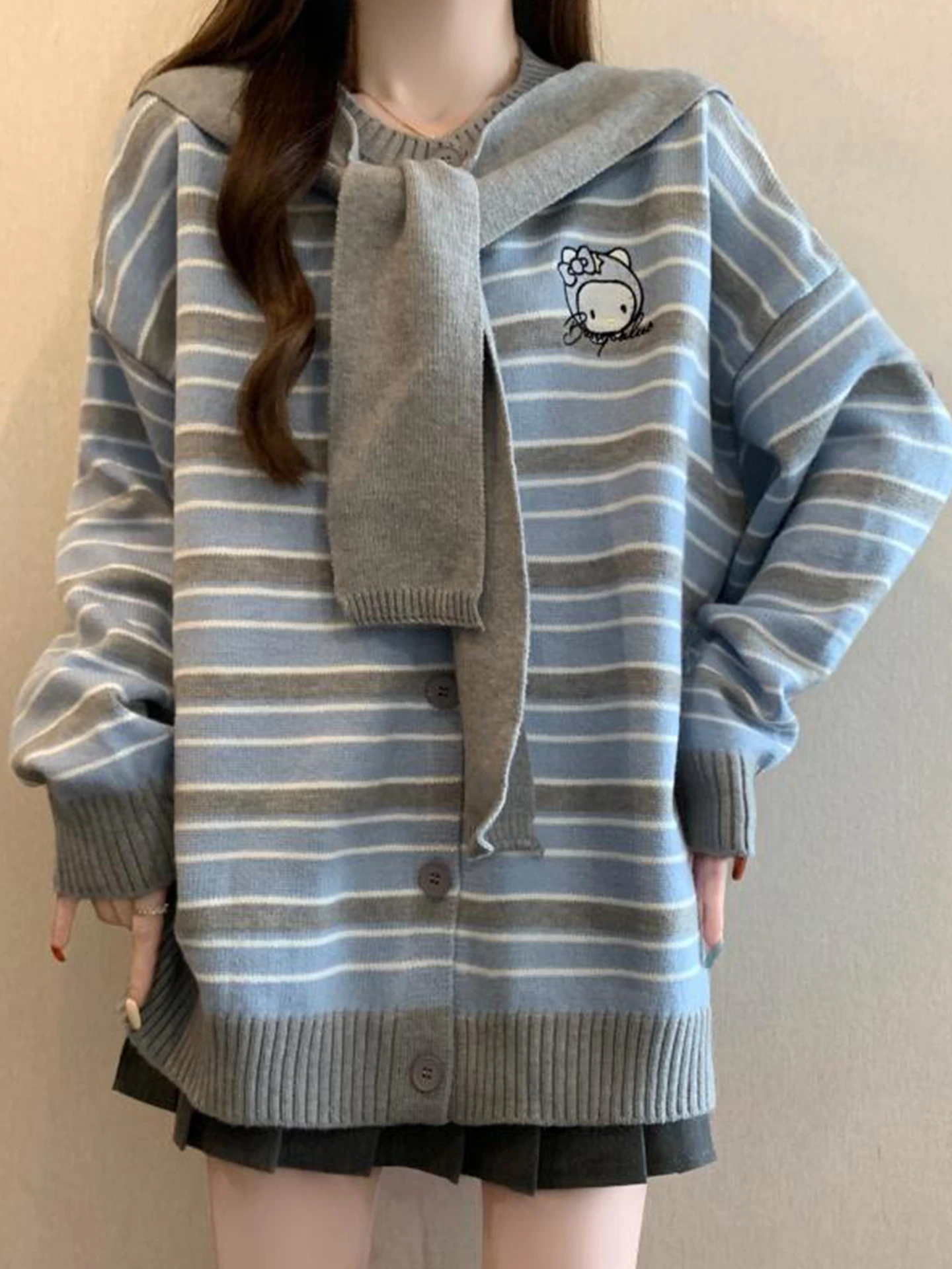 Anti-Aging College Sle Striped Knit Sweater Coat Women's Autumn Winter plus Size Loose Medium Length Open Cardigan
Anti-Aging College Sle Striped Knit Sweater Coat Women's Autumn Winter plus Size Loose Medium Length Open Cardigan