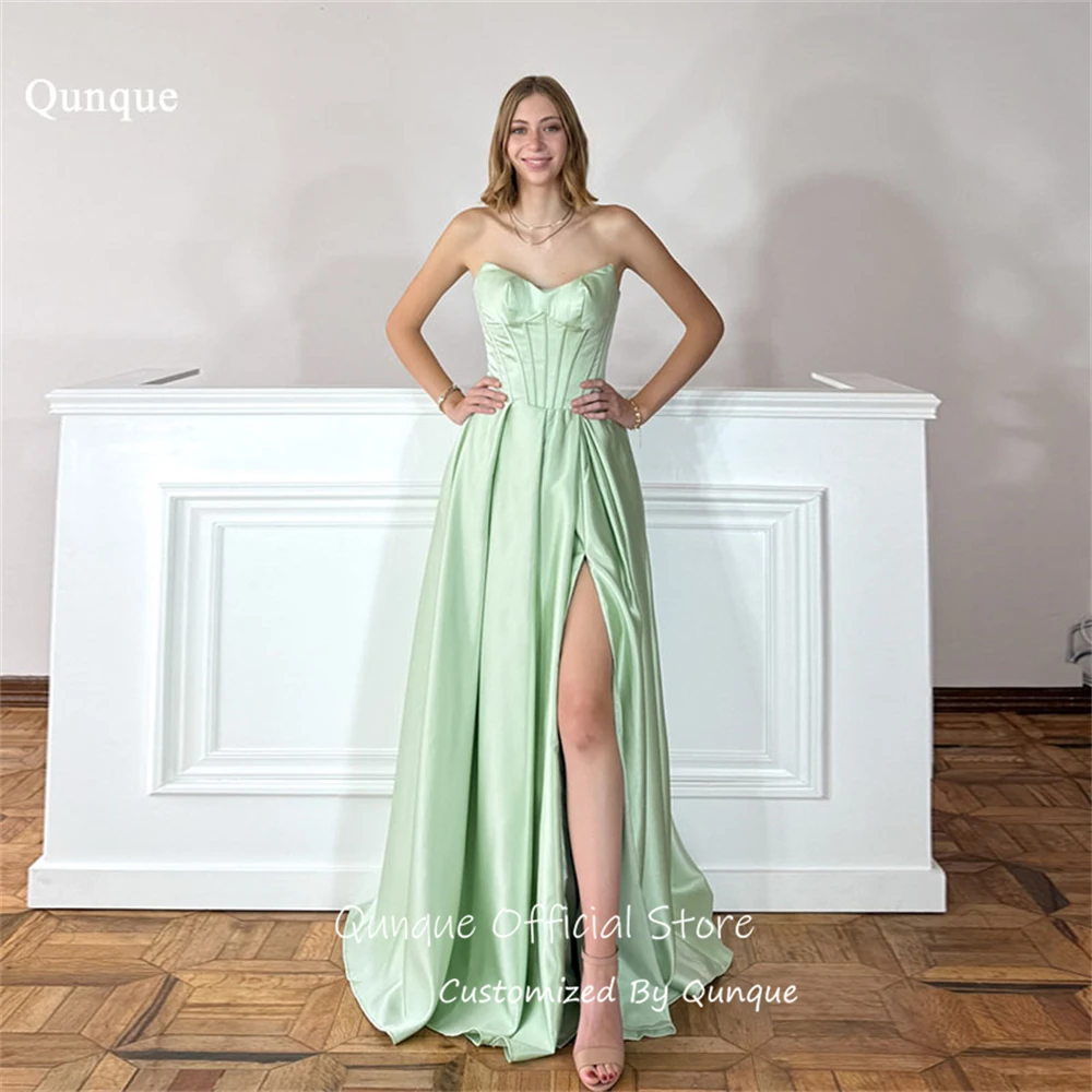 Qunque Lustrous Sage Green Evening Dress Sweetheart A Line High Slit Robes De Soirée Satin Vestido De Fiesta Lujo Customized
Qunque Lustrous Sage Green Evening Dress Sweetheart A Line High Slit Robes De Soirée Satin Vestido De Fiesta Lujo Customized
