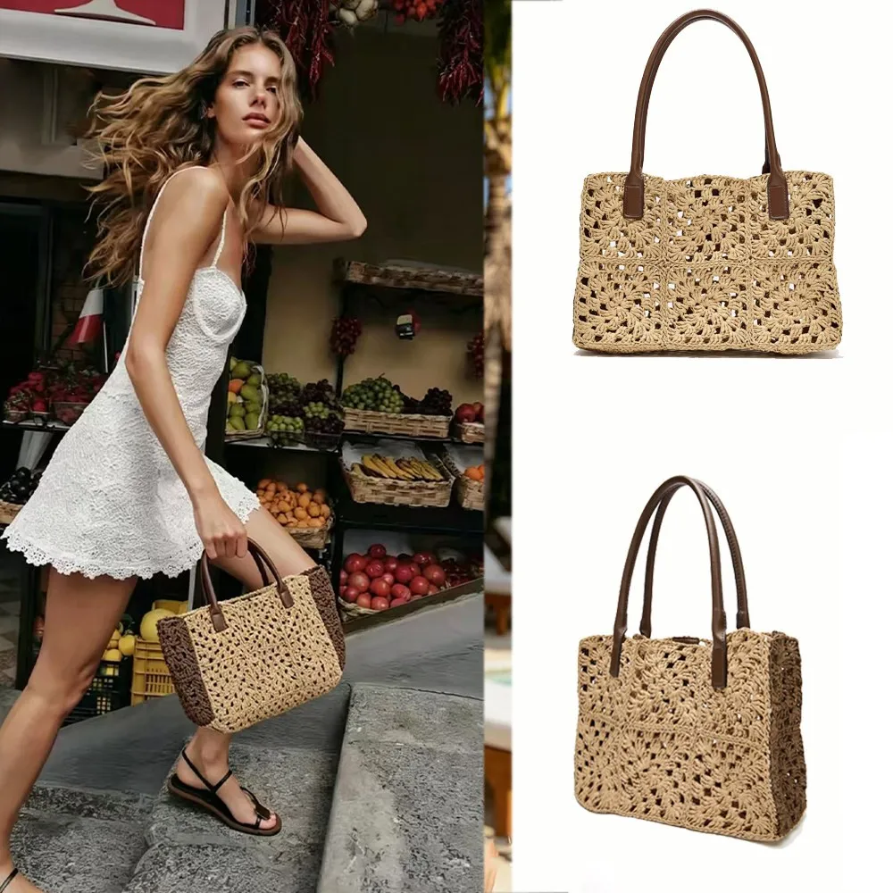 Handheld straw woven bag, summer fashion versatile vacation style, pure handmade woven hollow shoulder tote bag
Handheld straw woven bag, summer fashion versatile vacation style, pure handmade woven hollow shoulder tote bag