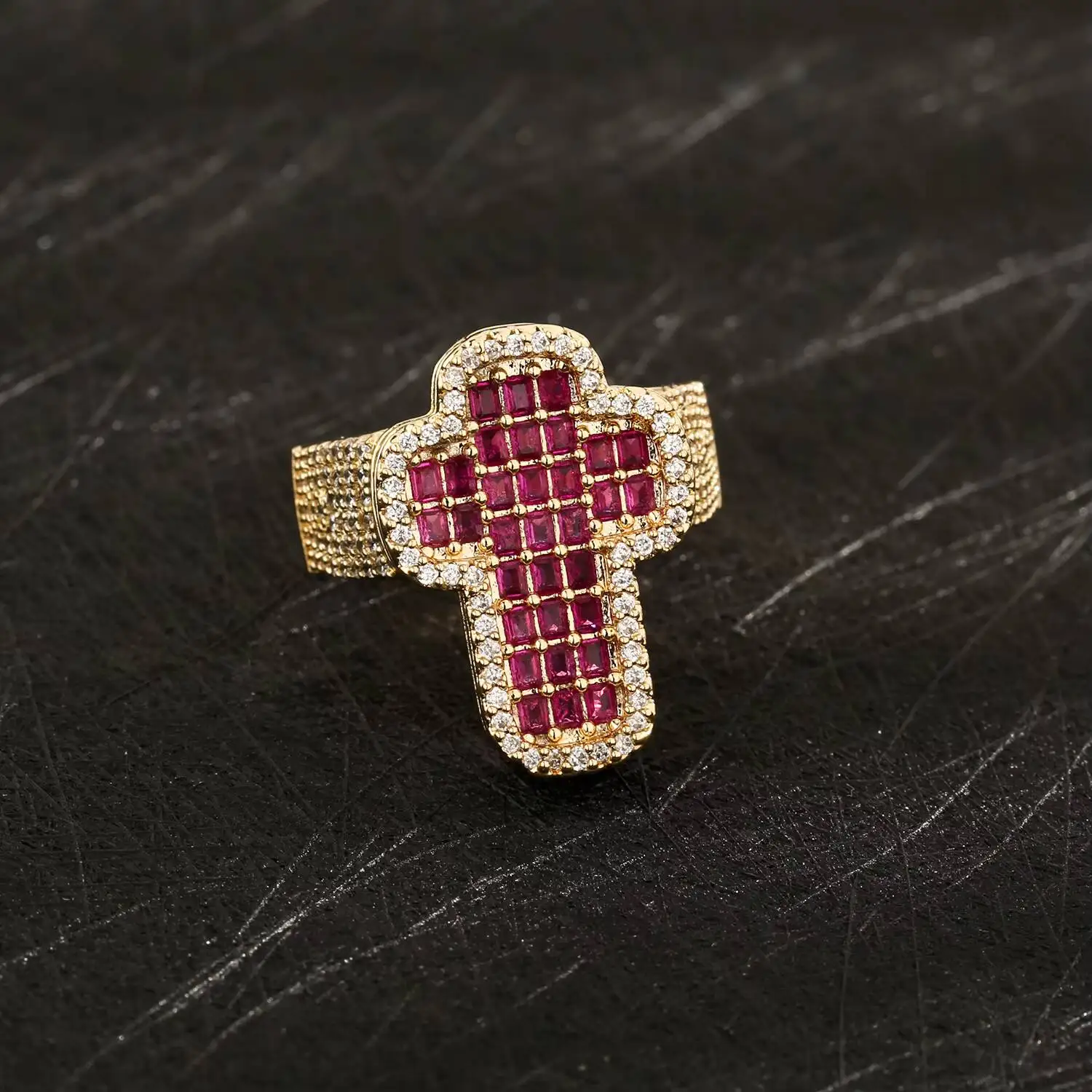 Fashion Jewelry Cuban Ring the ZIRCON Hip Hop 14K Gold Plated Brass Moissanite Ring Men's and Women's Cross Ring
Fashion Jewelry Cuban Ring the ZIRCON Hip Hop 14K Gold Plated Brass Moissanite Ring Men's and Women's Cross Ring