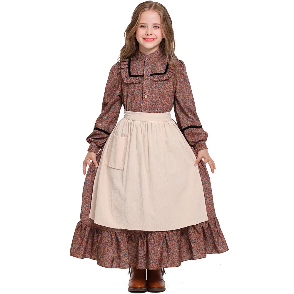 Girls Historical American Colonial Costume Kids Child Little House Victorian Medieval Dress Brown Floral Halloween Fancy Dress
Girls Historical American Colonial Costume Kids Child Little House Victorian Medieval Dress Brown Floral Halloween Fancy Dress