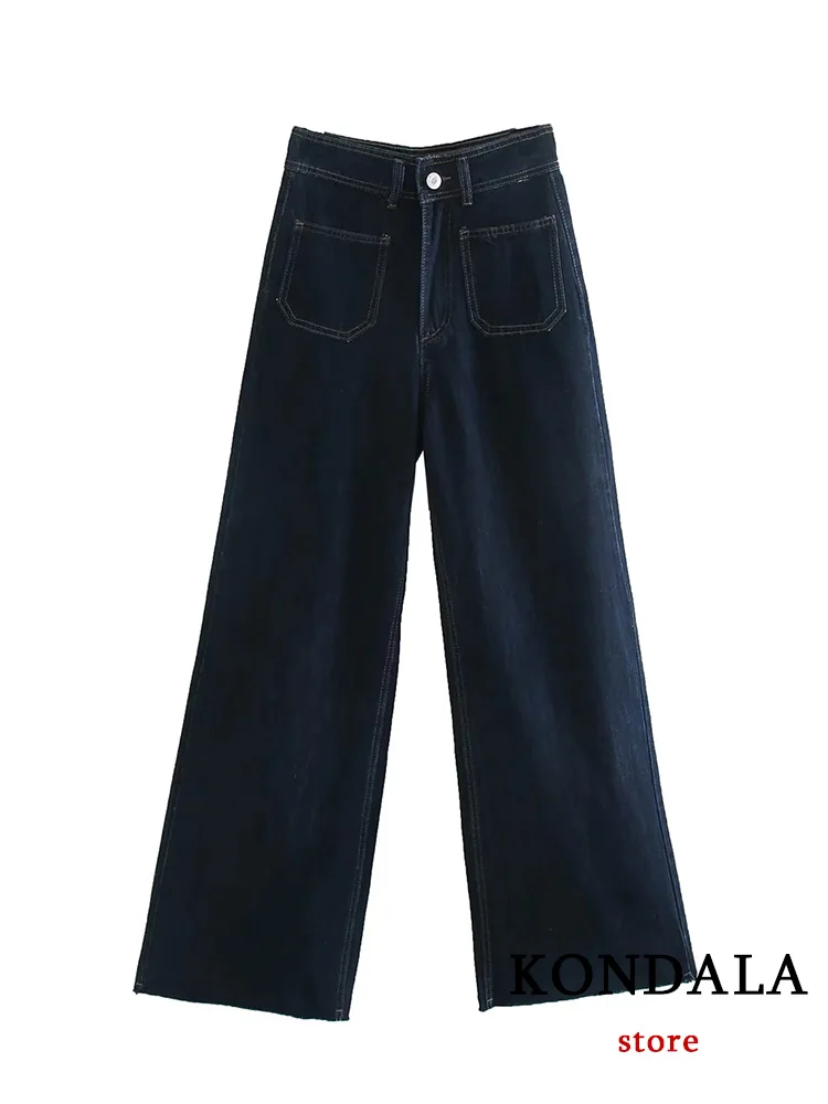 KONDALA Vintage Casual Chic Women Denim Pants Solid Zipper Pockets Straight Loose Wide Pants New Fashion 2023 Autumn Trousers
KONDALA Vintage Casual Chic Women Denim Pants Solid Zipper Pockets Straight Loose Wide Pants New Fashion 2023 Autumn Trousers