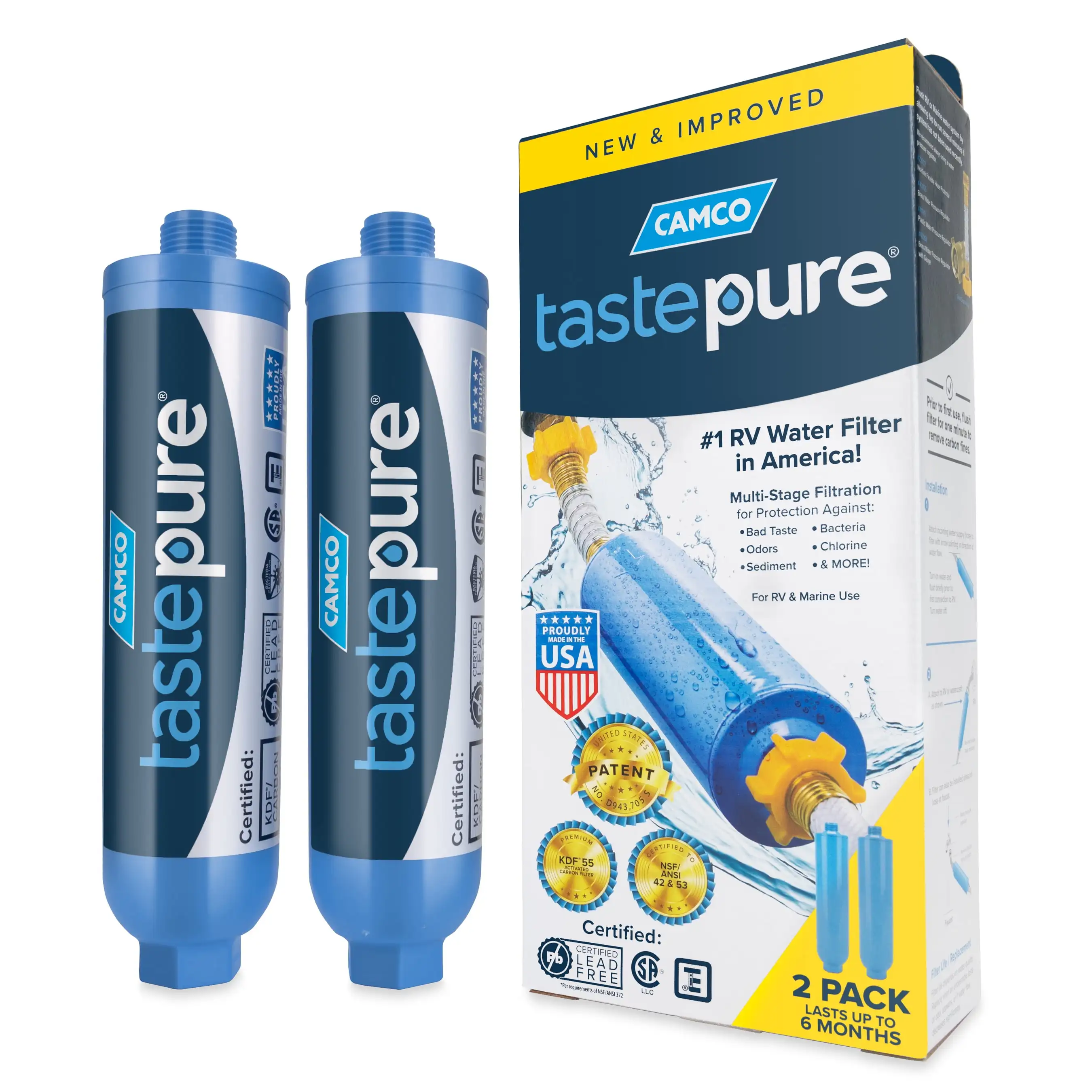 TASTEPURE RV Water Filter - 6-Step Water Filtration - 2-Pack, Blue (40045)
TASTEPURE RV Water Filter - 6-Step Water Filtration - 2-Pack, Blue (40045)