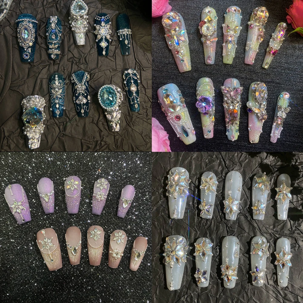 High-End Luxury Sparkling Diamond Handmade Long Coffin Fake Nail High Quality Flowers Pearl Chain Wearable Press On Nails
High-End Luxury Sparkling Diamond Handmade Long Coffin Fake Nail High Quality Flowers Pearl Chain Wearable Press On Nails