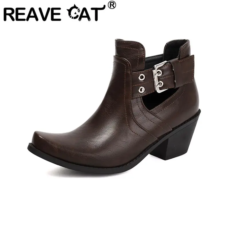 Женские коричневые ковбойские ботинки REAVE CAT с квадратным носком, каблуком 6 см, ремешком с пряжкой, большие размеры 43, 44, 45, 46, повседневные, на каждый день, короткие ботильоны
Женские коричневые ковбойские ботинки REAVE CAT с квадратным носком, каблуком 6 см, ремешком с пряжкой, большие размеры 43, 44, 45, 46, повседневные, на каждый день, короткие ботильоны