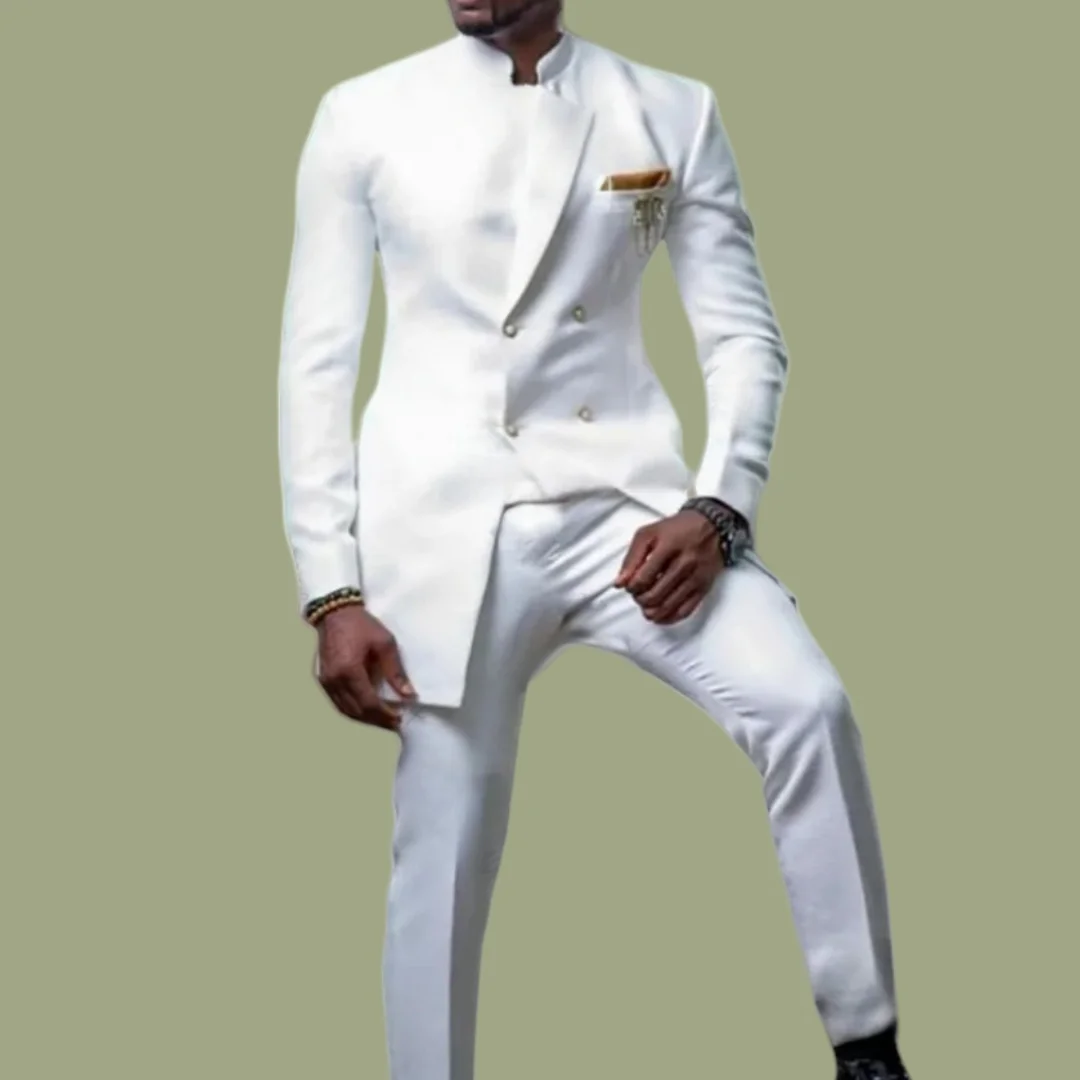 White Double Breasted Men Suit Business Groom Wedding Casual Formal Costume Homme Slim Fit 2 Pcs Set Jacket Pants
White Double Breasted Men Suit Business Groom Wedding Casual Formal Costume Homme Slim Fit 2 Pcs Set Jacket Pants
