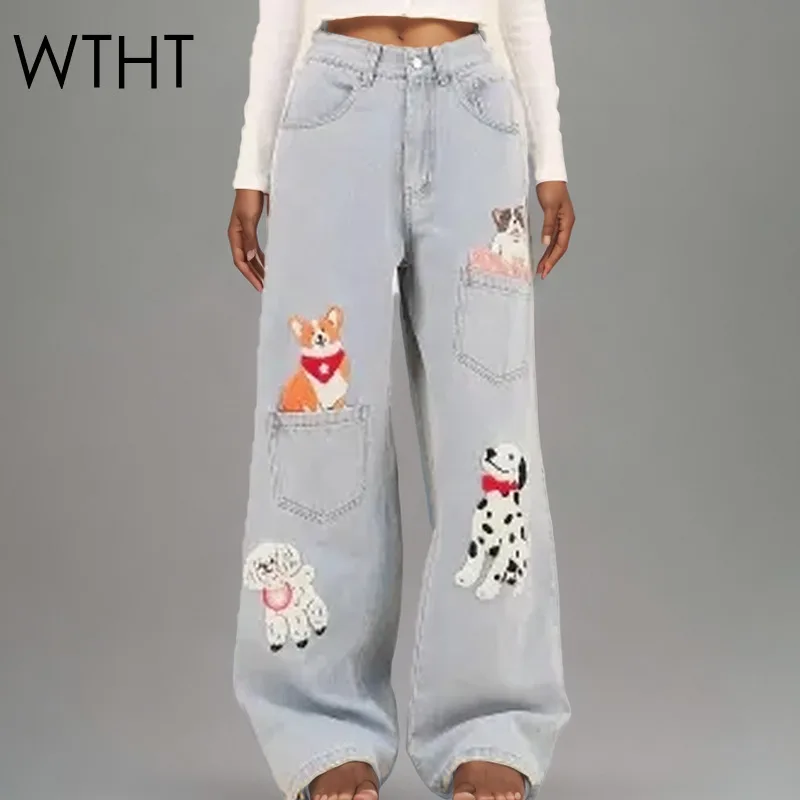 WTHT модные женские прямые джинсы в стиле пэчворк с героями мультфильмов, лето 2021, модные новые широкие джинсовые брюки с высокой талией, женские 1LS1893
WTHT модные женские прямые джинсы в стиле пэчворк с героями мультфильмов, лето 2021, модные новые широкие джинсовые брюки с высокой талией, женские 1LS1893