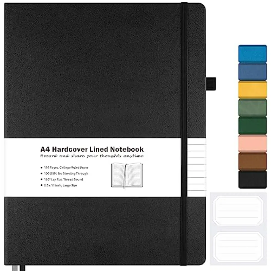 College Ruled Notebook, A4 Hardcover Leather Notebook for Work, Lined Notebook Journal for Women, Men, 192 Thick Paper, Lay Fla
College Ruled Notebook, A4 Hardcover Leather Notebook for Work, Lined Notebook Journal for Women, Men, 192 Thick Paper, Lay Fla
