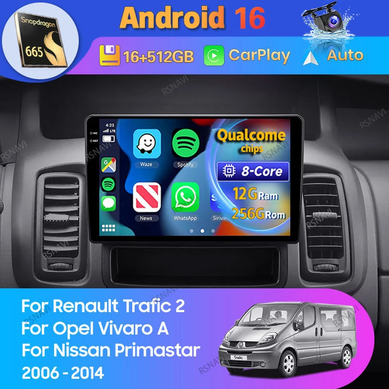 Android 16 Carplay Auto For Renault Trafic 2 For Opel Vivaro A For Nissan primastar 2006 - 2014 Car Radio Stereo Player BT Video
Android 16 Carplay Auto For Renault Trafic 2 For Opel Vivaro A For Nissan primastar 2006 - 2014 Car Radio Stereo Player BT Video