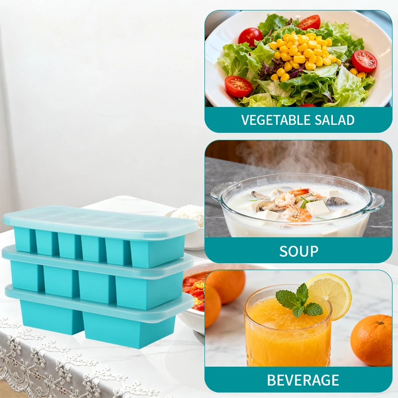 2 or 3-piece Silicone Freezer Tray Mold with Lid, Storage Box Food Box, Storage Containers for Soup, Broth, Meal Prep, Ice Cubes
2 or 3-piece Silicone Freezer Tray Mold with Lid, Storage Box Food Box, Storage Containers for Soup, Broth, Meal Prep, Ice Cubes