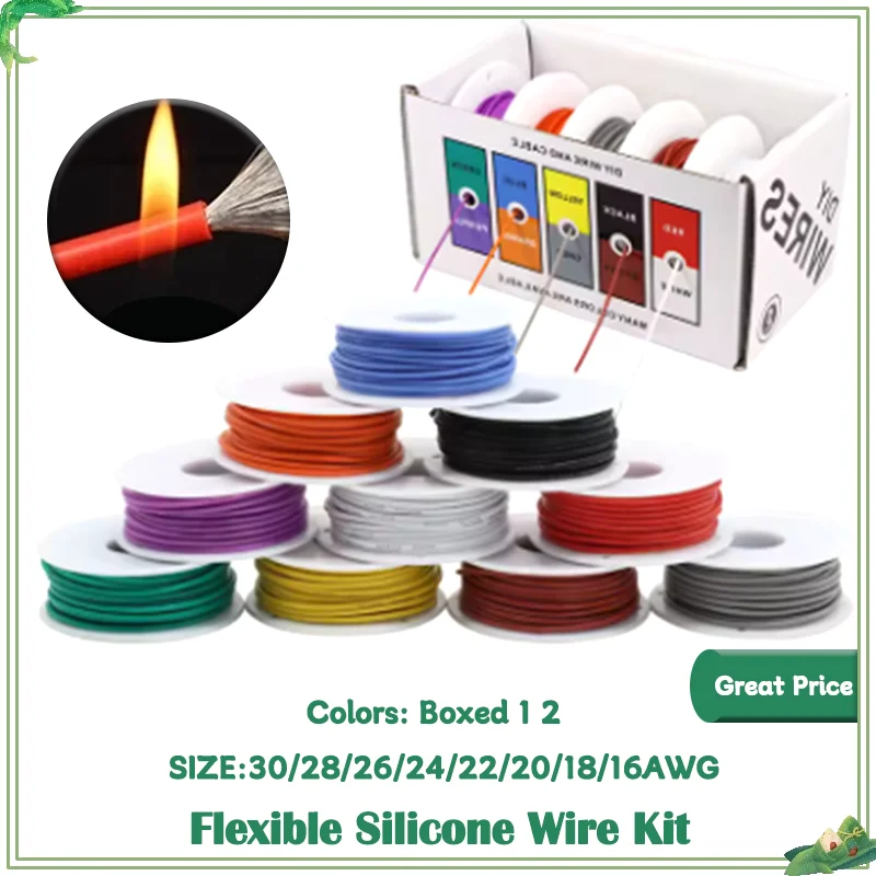 30/28/26/24/22/20/18/16AWG (5 Colors Mix Kit)Stranded Cable Electrical Tinned Copper Wires Heat Resistant Flexible Silicone Wire
30/28/26/24/22/20/18/16AWG (5 Colors Mix Kit)Stranded Cable Electrical Tinned Copper Wires Heat Resistant Flexible Silicone Wire