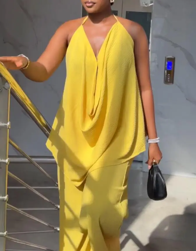 Fashion 2025 Summer 2 Piece Sets Womens Outfits Sexy Elegant Sleeveless Camis Vest Tank Top Pleated Top and Wide Leg Pants Set
Fashion 2025 Summer 2 Piece Sets Womens Outfits Sexy Elegant Sleeveless Camis Vest Tank Top Pleated Top and Wide Leg Pants Set