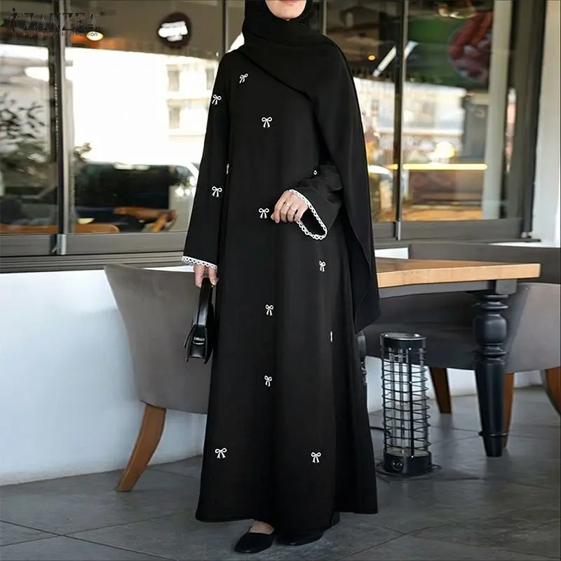 ZANZEA Женское мусульманское скромное макси-платье хиджаб с круглым вырезом, кружевной отделкой, длинными рукавами, бантом и принтом, свободная абайя, исламская одежда для Рамадана
ZANZEA Женское мусульманское скромное макси-платье хиджаб с круглым вырезом, кружевной отделкой, длинными рукавами, бантом и принтом, свободная абайя, исламская одежда для Рамадана