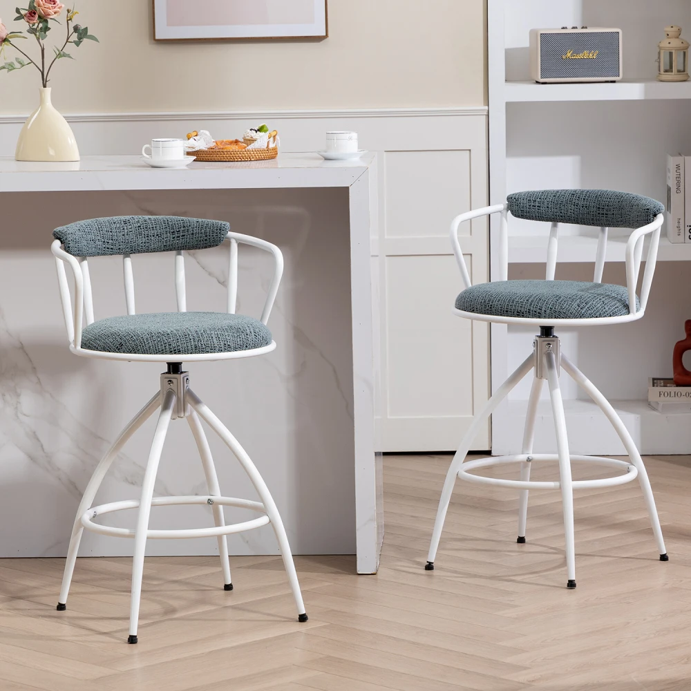 26" Swivel Counter Height Bar Stool, Set of 2 - Fabric Seat with Metal Frame, Modern Industrial Design Bar Stool
26" Swivel Counter Height Bar Stool, Set of 2 - Fabric Seat with Metal Frame, Modern Industrial Design Bar Stool