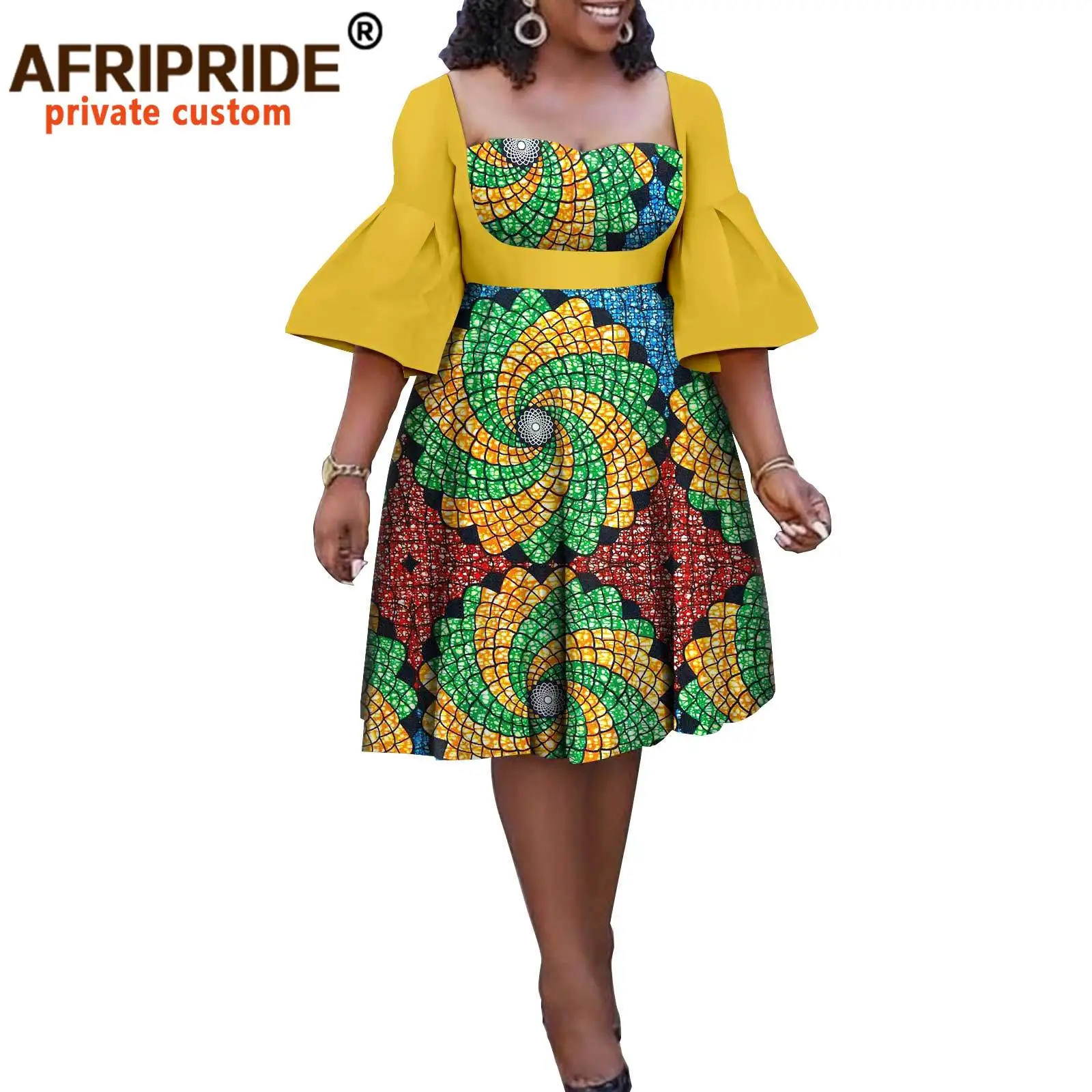 Afripride African Dresses for Women Tailor Made Lantern Sleeves Knee Length Flare Casual Dress A2225016
Afripride African Dresses for Women Tailor Made Lantern Sleeves Knee Length Flare Casual Dress A2225016