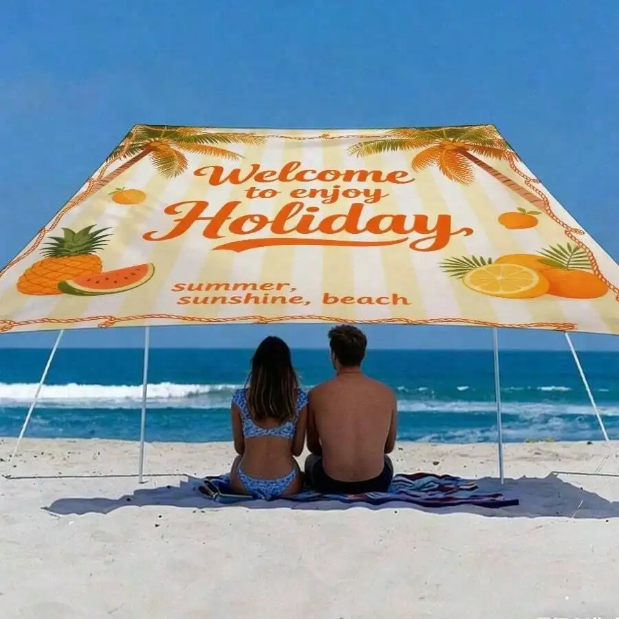 1pc Beach Sunshade Cloth, Outdoor Sun Shade Sail Tarp - Poles Not Included, Waterproof, Polyester, Grommeted Corners, Easy Setup, For Beach, Camping, Picnic, Patio, Backyard, Outdoor Party, Family Gatherings Welcome To Enjoy Holiday - Botanical, Tropical
1pc Beach Sunshade Cloth, Outdoor Sun Shade Sail Tarp - Poles Not Included, Waterproof, Polyester, Grommeted Corners, Easy Setup, For Beach, Camping, Picnic, Patio, Backyard, Outdoor Party, Family Gatherings Welcome To Enjoy Holiday - Botanical, Tropical