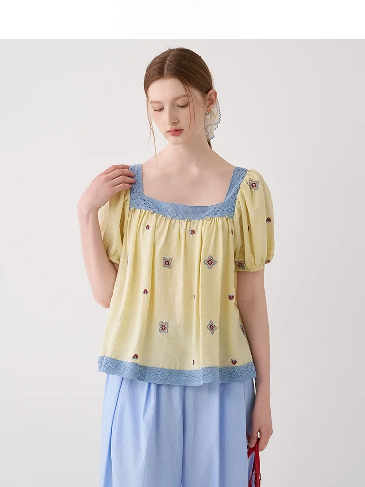 Sweet Sle Embroidered Lace irt Women Summer 2026 New Bubble Sve Doll Top Loose Fit Square Collar ort Sve Polyeste...
Sweet Sle Embroidered Lace irt Women Summer 2026 New Bubble Sve Doll Top Loose Fit Square Collar ort Sve Polyeste...