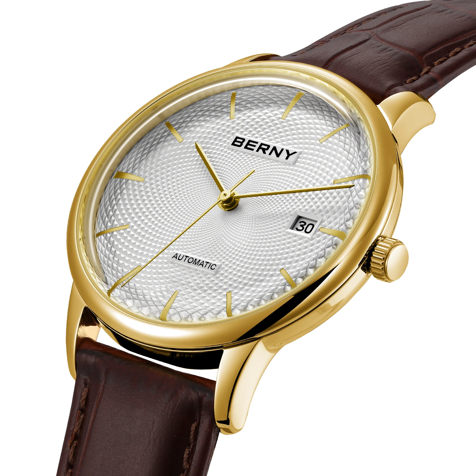 BERNY Luxury Watches for Men Gold Classic Dress Automatic Men's Watch Domed Glass Date Elegant Business Mechanical Wristwatch
BERNY Luxury Watches for Men Gold Classic Dress Automatic Men's Watch Domed Glass Date Elegant Business Mechanical Wristwatch