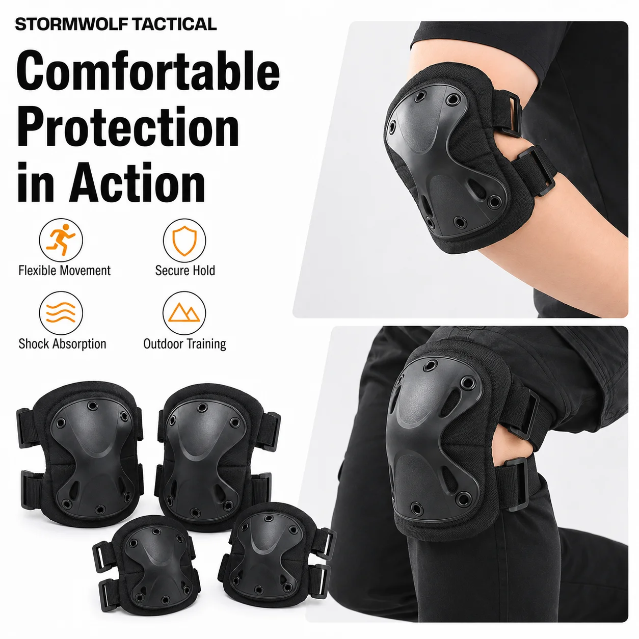 Knee Elbow Pads Set Hard Shell EVA Cushion Adjustable Protective Gear for Airsoft Paintball Construction Outdoor Training
Knee Elbow Pads Set Hard Shell EVA Cushion Adjustable Protective Gear for Airsoft Paintball Construction Outdoor Training