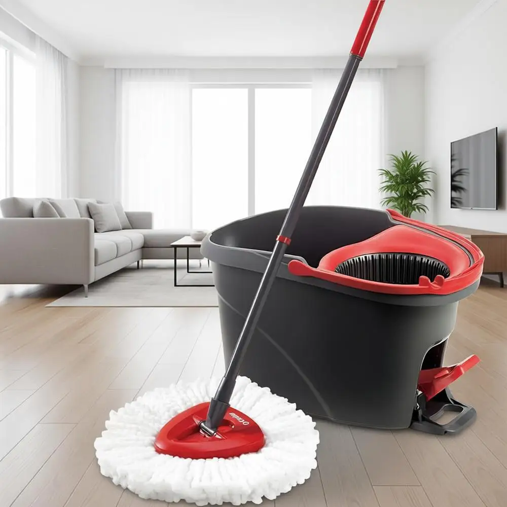 Microfiber Spin Mop & Bucket Floor Cleaning System with 1 Extra Refill, Red / Gray
Microfiber Spin Mop & Bucket Floor Cleaning System with 1 Extra Refill, Red / Gray