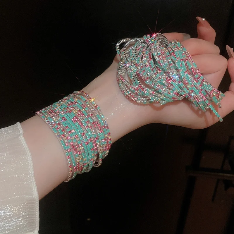 New 10Pcs Colorful Stretch Bracelets for Women 2mm Fashion Shining Dainty Layered Bracelets Wedding Party Jewelry Gift
New 10Pcs Colorful Stretch Bracelets for Women 2mm Fashion Shining Dainty Layered Bracelets Wedding Party Jewelry Gift