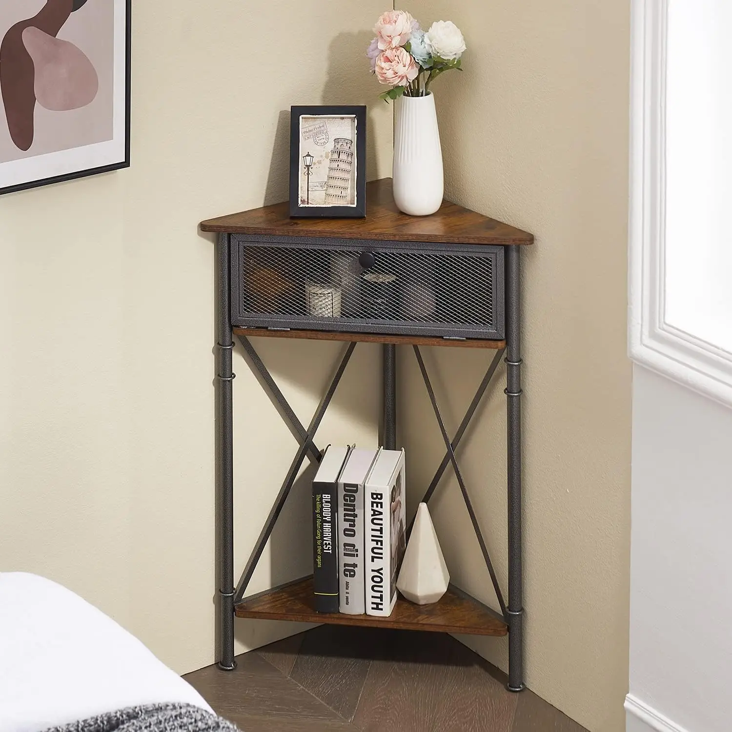 3 tier Corner Table/Cabinet with Flip Door and Storage Shelves, Free-Standing Organizer for Compact Space in Living Room/Study
3 tier Corner Table/Cabinet with Flip Door and Storage Shelves, Free-Standing Organizer for Compact Space in Living Room/Study