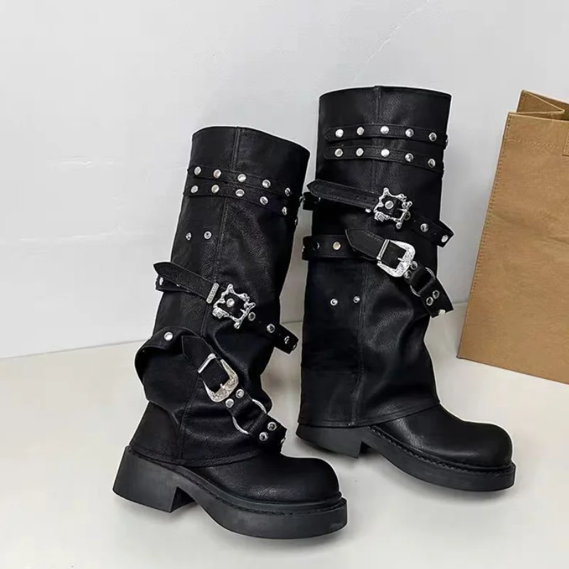 Women Boots Platform Trouser Legs High Boots Trend Punk Gothic Shoes New Rock Leather Fashion Women's Shoes Motorcycle Footwear
Women Boots Platform Trouser Legs High Boots Trend Punk Gothic Shoes New Rock Leather Fashion Women's Shoes Motorcycle Footwear