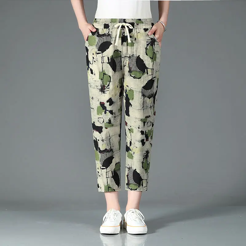 Summer Comfortable Printing Harem Ladies Vintage Women's Clothing Loose 2024 New Elastic Waist Straight Pocket Calf-Length Pants
Summer Comfortable Printing Harem Ladies Vintage Women's Clothing Loose 2024 New Elastic Waist Straight Pocket Calf-Length Pants