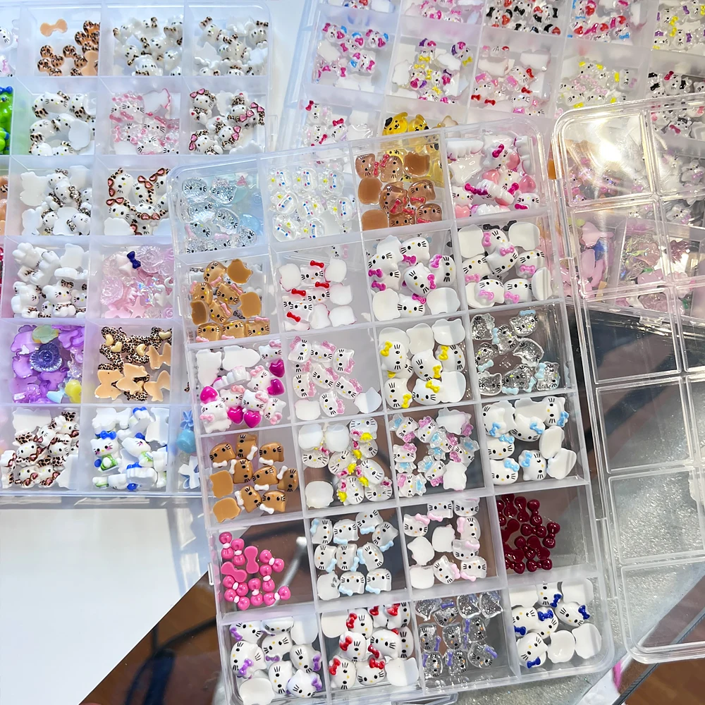 24Grids Cute Cartoon Hello Kitty Nail Art Charms 3D Pink/tanned KT Heads Bow Nail Decorations DIY Kawaii Summer Nail Accessories
24Grids Cute Cartoon Hello Kitty Nail Art Charms 3D Pink/tanned KT Heads Bow Nail Decorations DIY Kawaii Summer Nail Accessories
