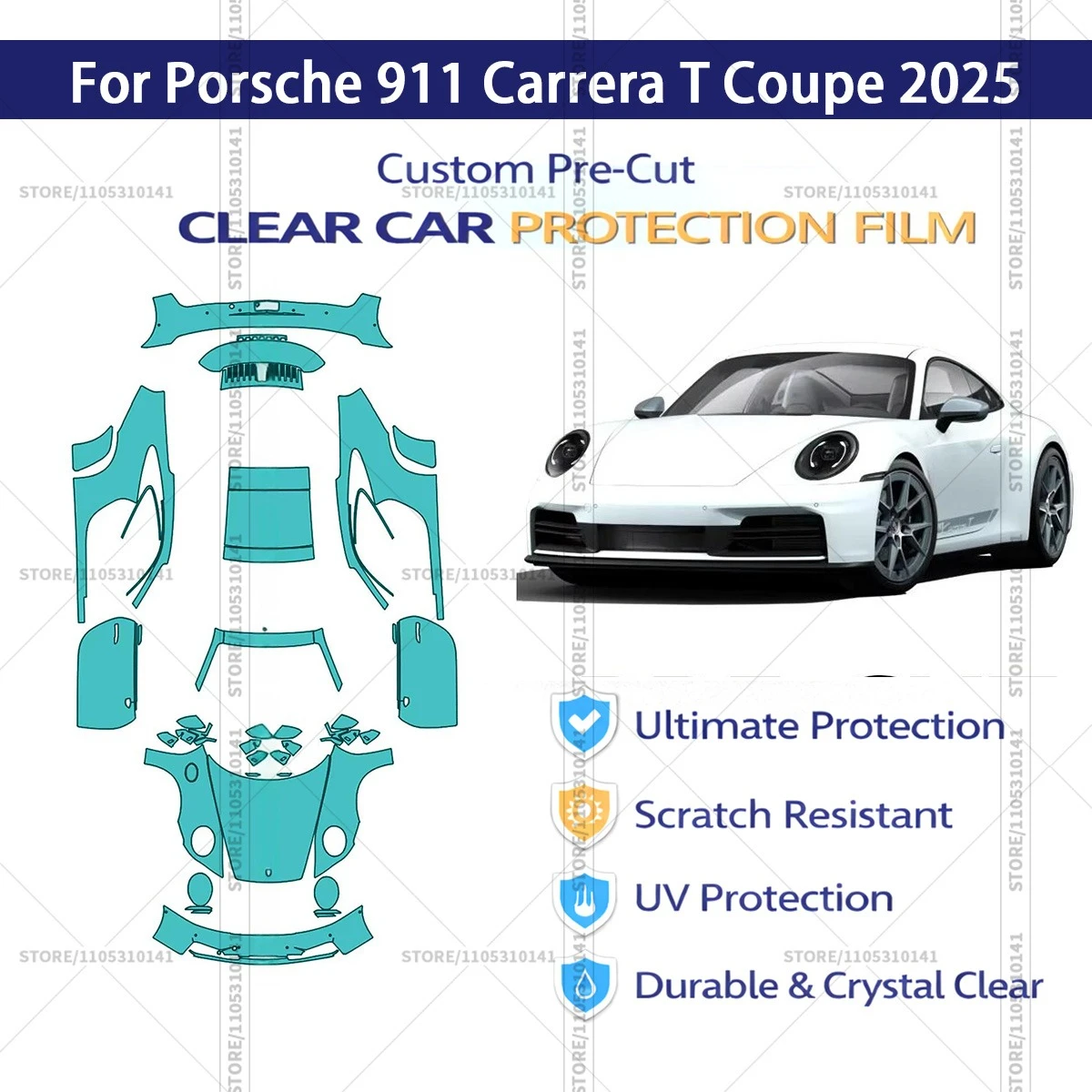 Защитная пленка PPF для Porsche 911 Carrera T Coupe 2025, предварительно вырезанная, прозрачная, профессиональная автомобильная пленка
Защитная пленка PPF для Porsche 911 Carrera T Coupe 2025, предварительно вырезанная, прозрачная, профессиональная автомобильная пленка