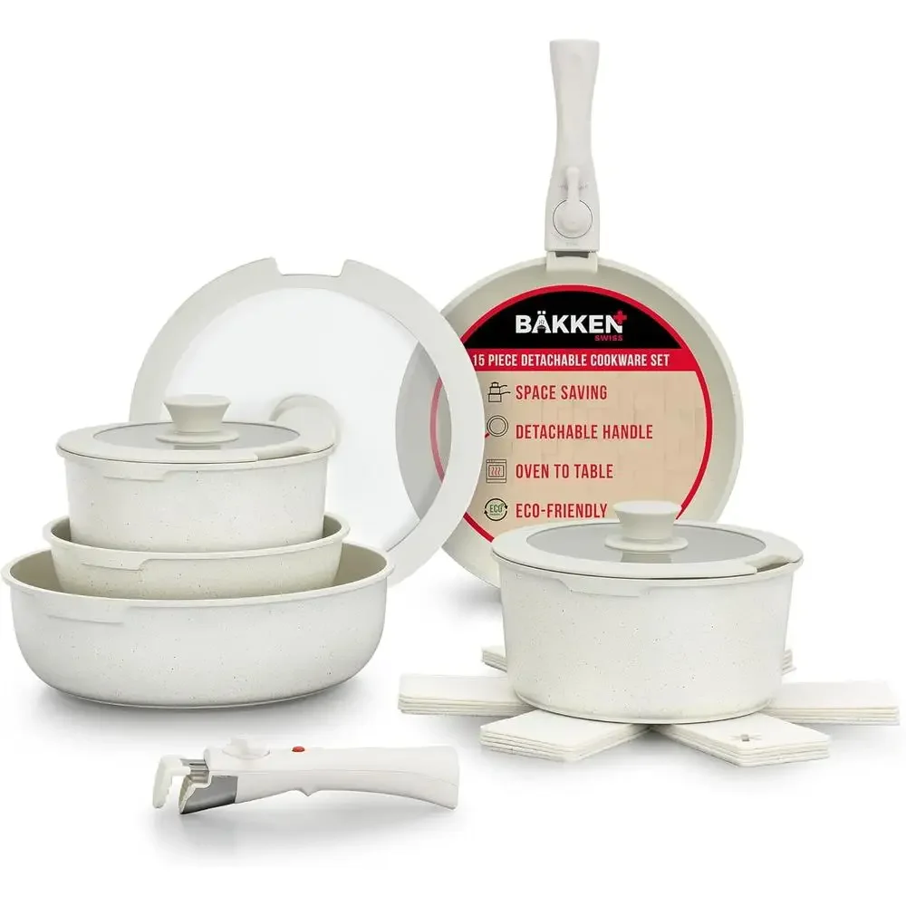 Detachable 15-Piece Granite Cookware Eco-Friendly Set Non-Stick Handles Stackable Stoves Oven Safety Efficient Even Cooking
Detachable 15-Piece Granite Cookware Eco-Friendly Set Non-Stick Handles Stackable Stoves Oven Safety Efficient Even Cooking