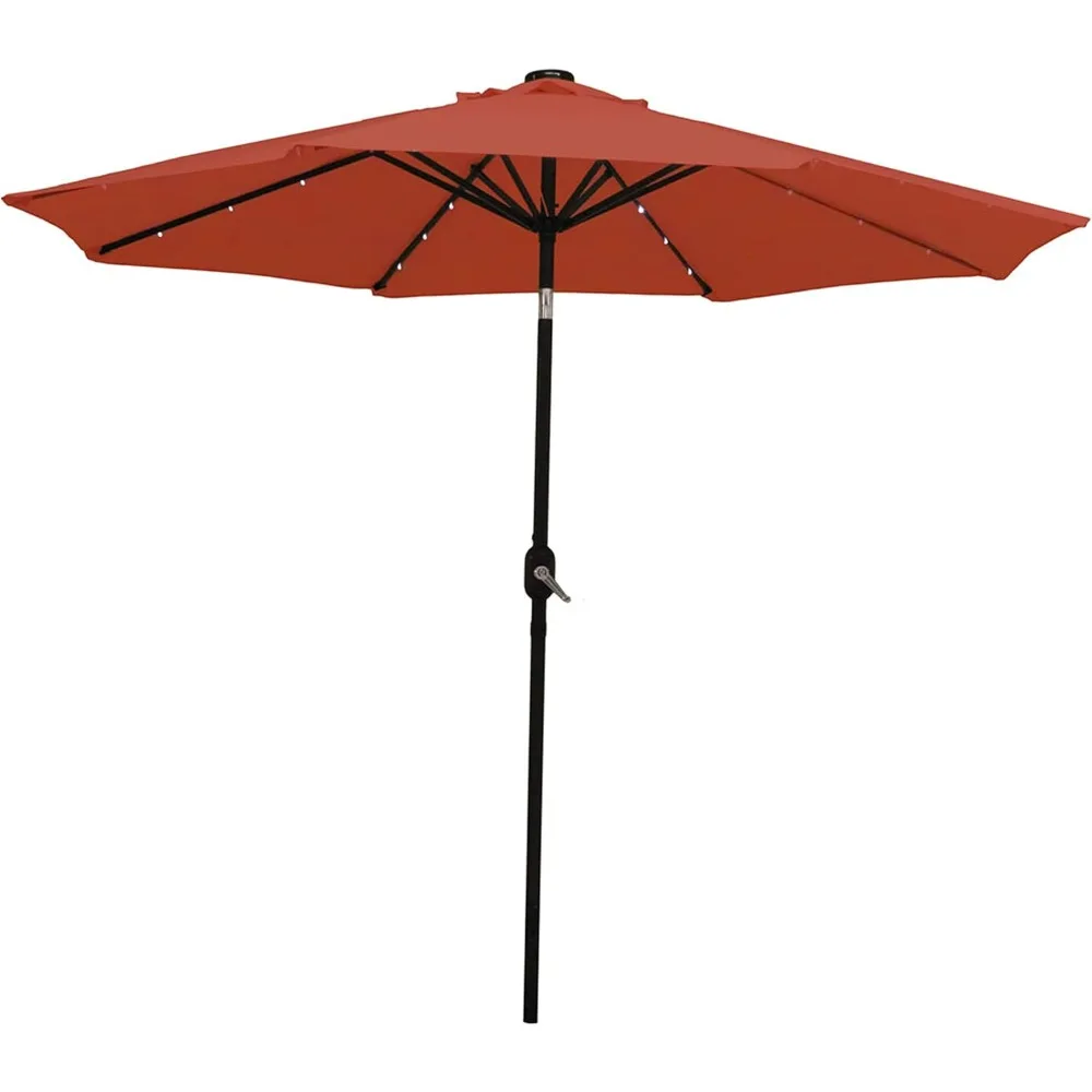 9 ft Outdoor Patio Umbrella with Solar Lights - Polyester LED Table Market Umbrella with Push-Button Tilt and Crank - Burnt Ora
9 ft Outdoor Patio Umbrella with Solar Lights - Polyester LED Table Market Umbrella with Push-Button Tilt and Crank - Burnt Ora
