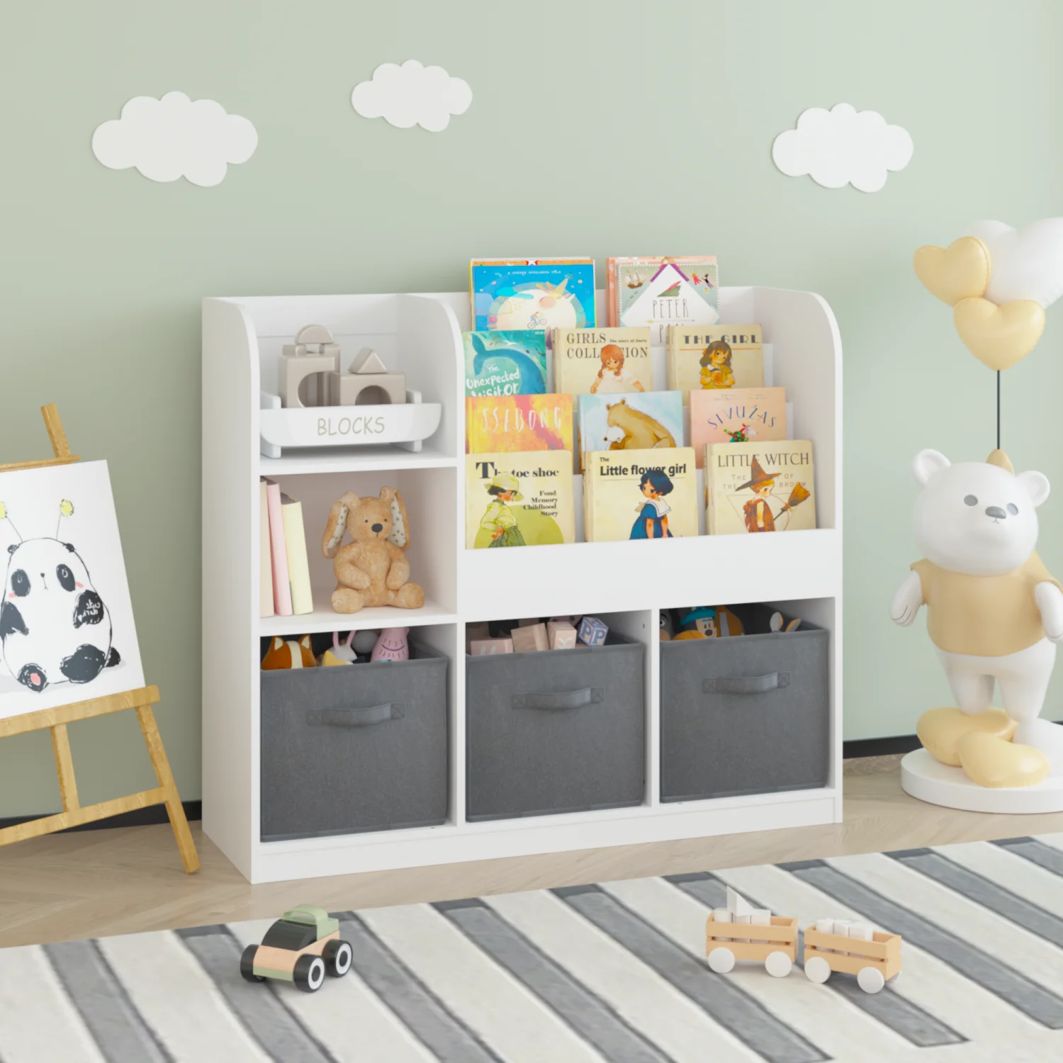 Kids Bookcase and Bookshelf, Multifunctional Bookcase with 3 Collapsible Fabric Drawers, Bookcase Display Stand, Toy Storage Org
Kids Bookcase and Bookshelf, Multifunctional Bookcase with 3 Collapsible Fabric Drawers, Bookcase Display Stand, Toy Storage Org