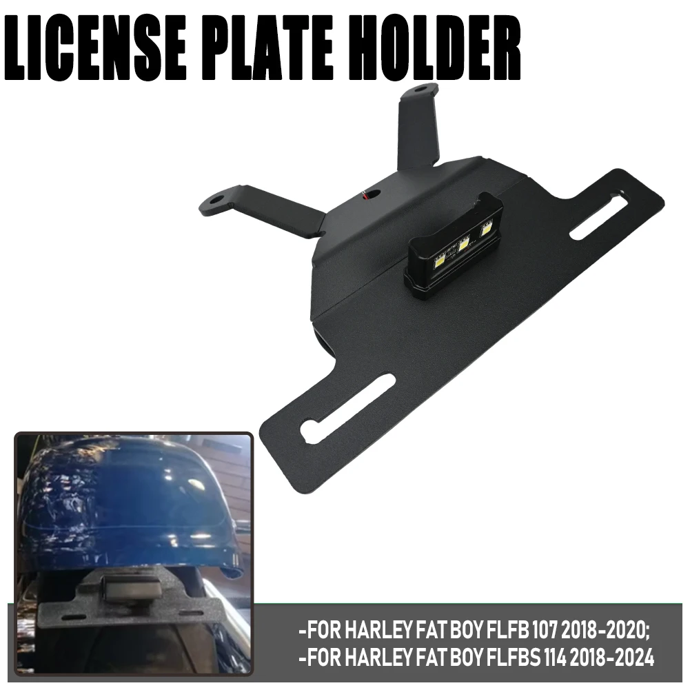 For HARLEY Fat Boy FLFB 107 2018-2020 FLFBS 114 2018-2024 Motorcycle License Plate Holder LED Light Registration Frame Bracket
For HARLEY Fat Boy FLFB 107 2018-2020 FLFBS 114 2018-2024 Motorcycle License Plate Holder LED Light Registration Frame Bracket